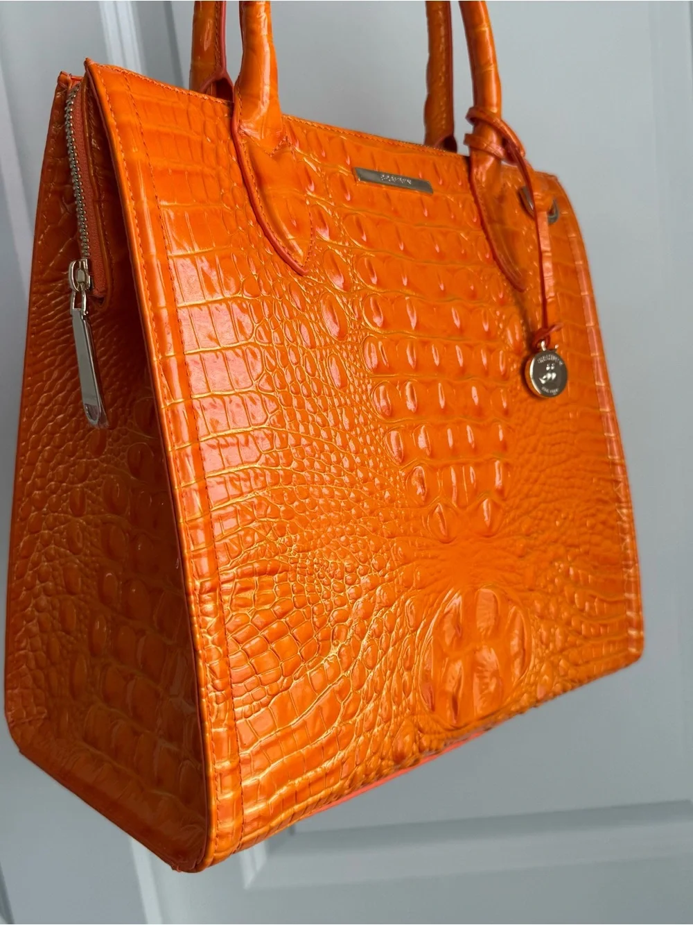 Brahmin Caroline Mango Orange Melbourne Leather Handbag Satchel